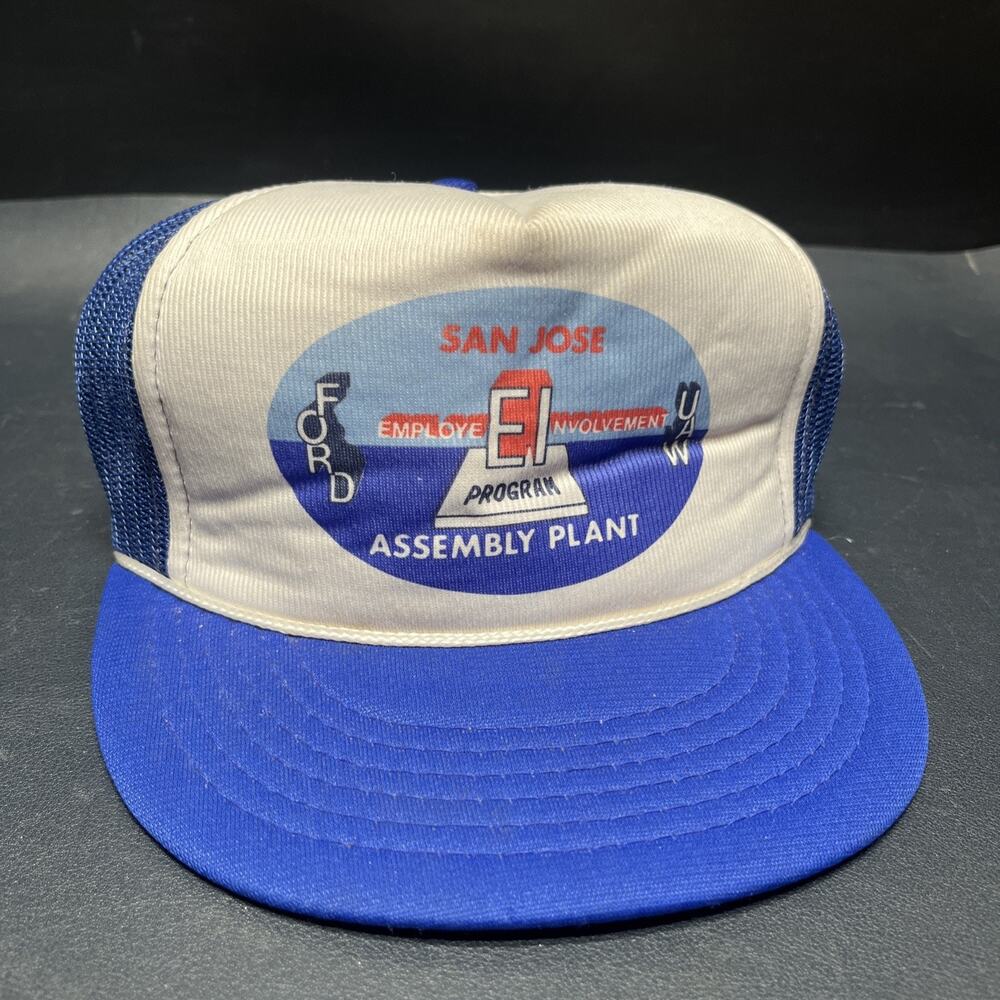 Vintage Ford San Jose Assembly Plant UAW Employee Involvement Trucker Hat USA
